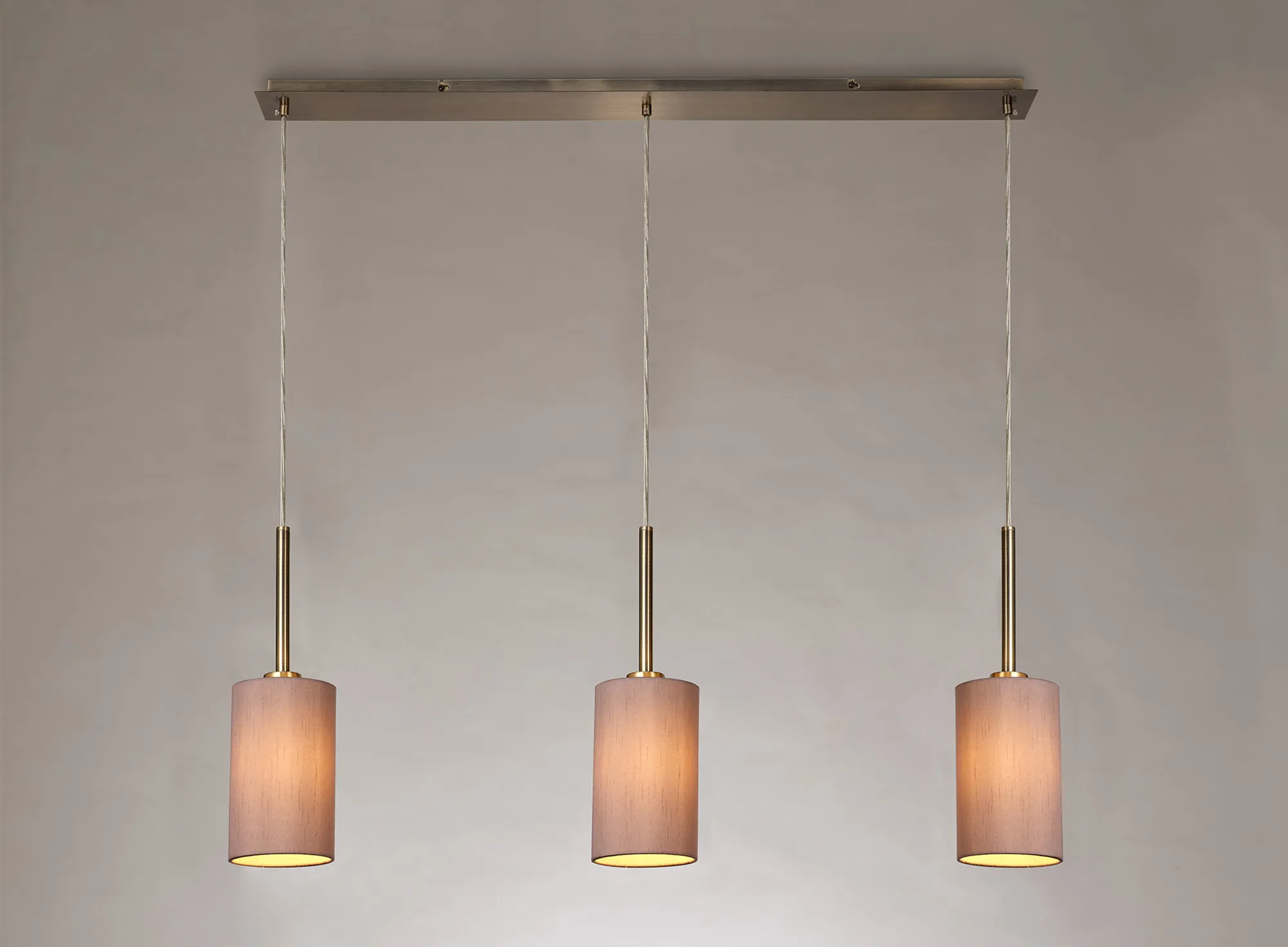 Baymont 12cm Shade 3 Light Pendant Antique Brass; Taupe/Halo Gold DK0772  Deco Baymont AB TA